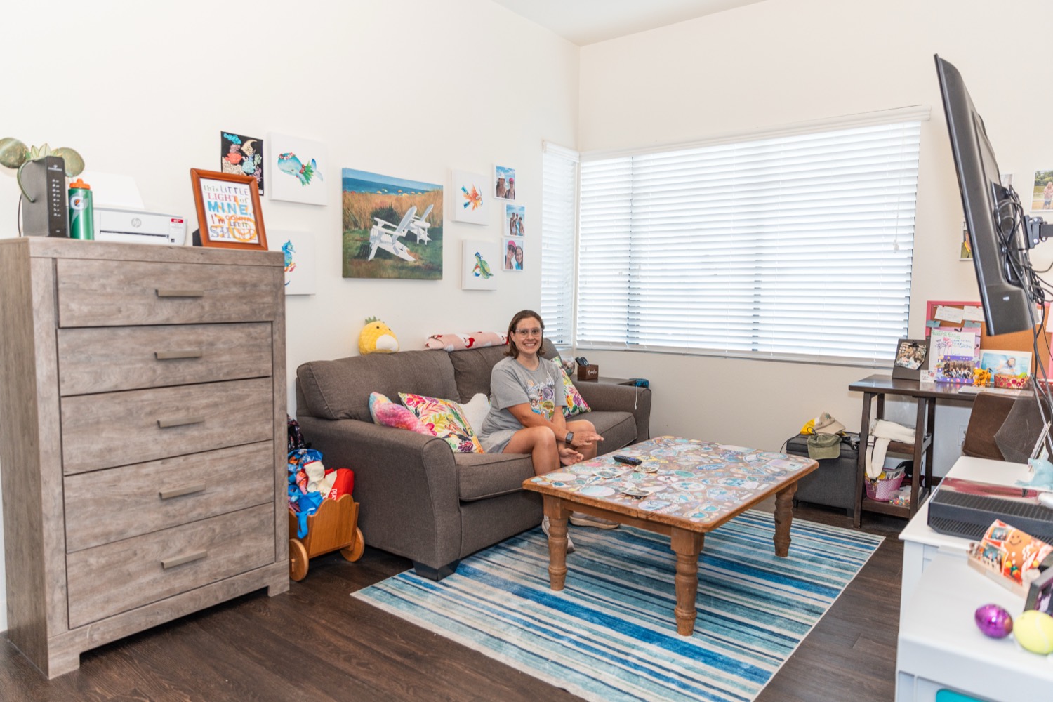 Inside a resident's own apartment
