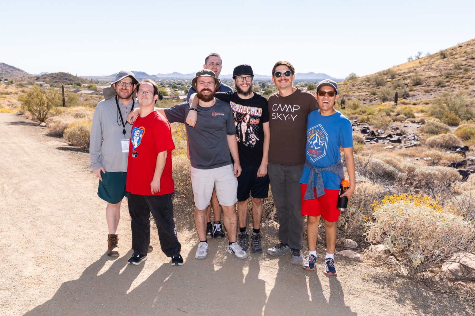 Residents hiking a Sonoran desert trail